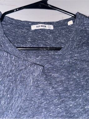Buck Mason Slub Curved Hem Tee Navy Blue L